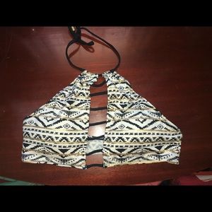PATTERNED HIGH NECK BIKINI TOP